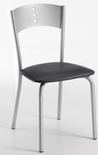 Load image into Gallery viewer, sedia con schienale in lamiera con tre fori imbottita modello LENA I