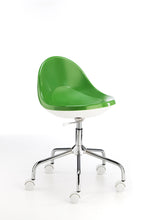 Load image into Gallery viewer, sedia sgabello girevole cromato verde bianco dreh stuhl hocker verchromt sitz polipropylen grün hinten weiss chair stool chromed green pp shell, back in white siege tabouret chrome vert pp rouge, arriere blanc