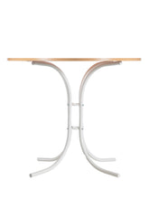 Carica l'immagine nel visualizzatore di Gallery, tavolo per cucina fusto verniciato bianco bordo abs legno faggio tubo gambe in ferro küchen tisch gestell metall lakiert weiss lackiert platte buche natur durchmesser 90 cm kante abs