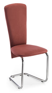 sedia SABINE con fusto a slitta cromato, con sedile e schienale imbottiti colore burgundi