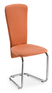sedia SABINE con fusto a slitta cromato, con sedile e schienale imbottiti colore terracotta
