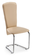 Load image into Gallery viewer, sedia SABINE con fusto a slitta cromato, con sedile e schienale imbottiti beige
