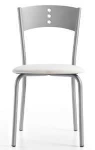 sedia con schienale in lamiera con tre fori con sedile imbottito bianco modello LENA I vista anteriore